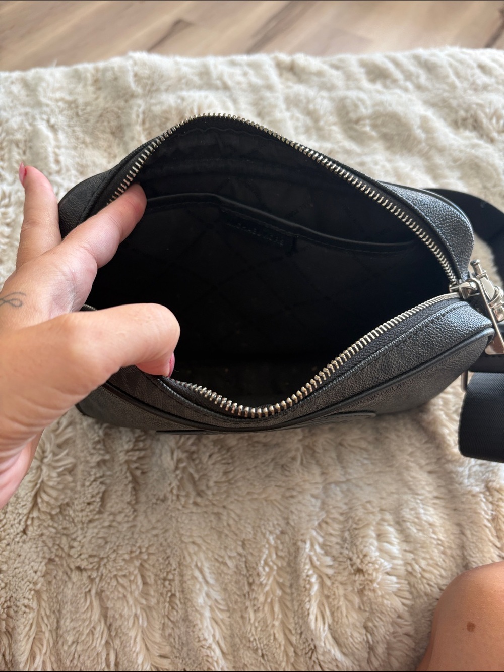 Michael Kors Black Crossbody Bag with Embossed MK Medallion - Picture 8 of 9